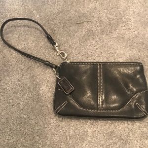 Black coach leather wristlet